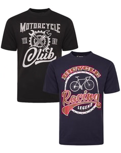 KAM Doppelpack Motorrad/Fahrrad T-Shirt Schwarz/Navy